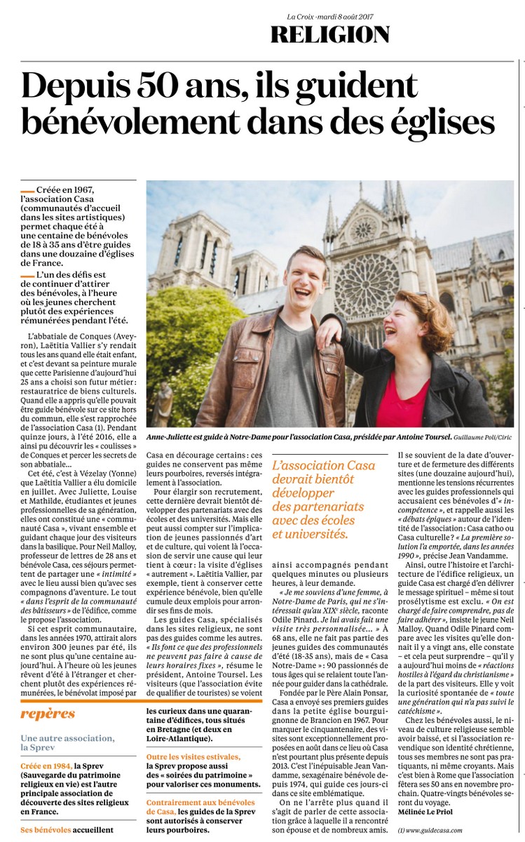 1 CASA article La Croix 8 08 2017